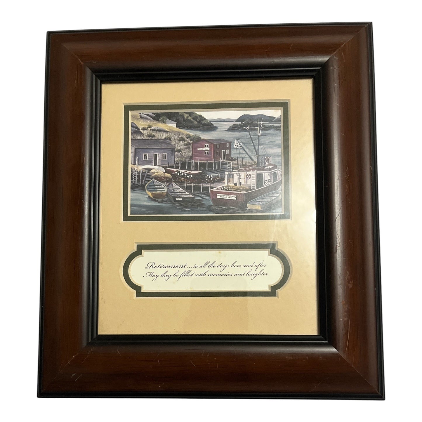 Framed Catherine Karnes Munn Retirement Print – "Trinity Bay, Newfoundland" – Harbor Scene – Sentimental Gift – 2000s – Made in Canada