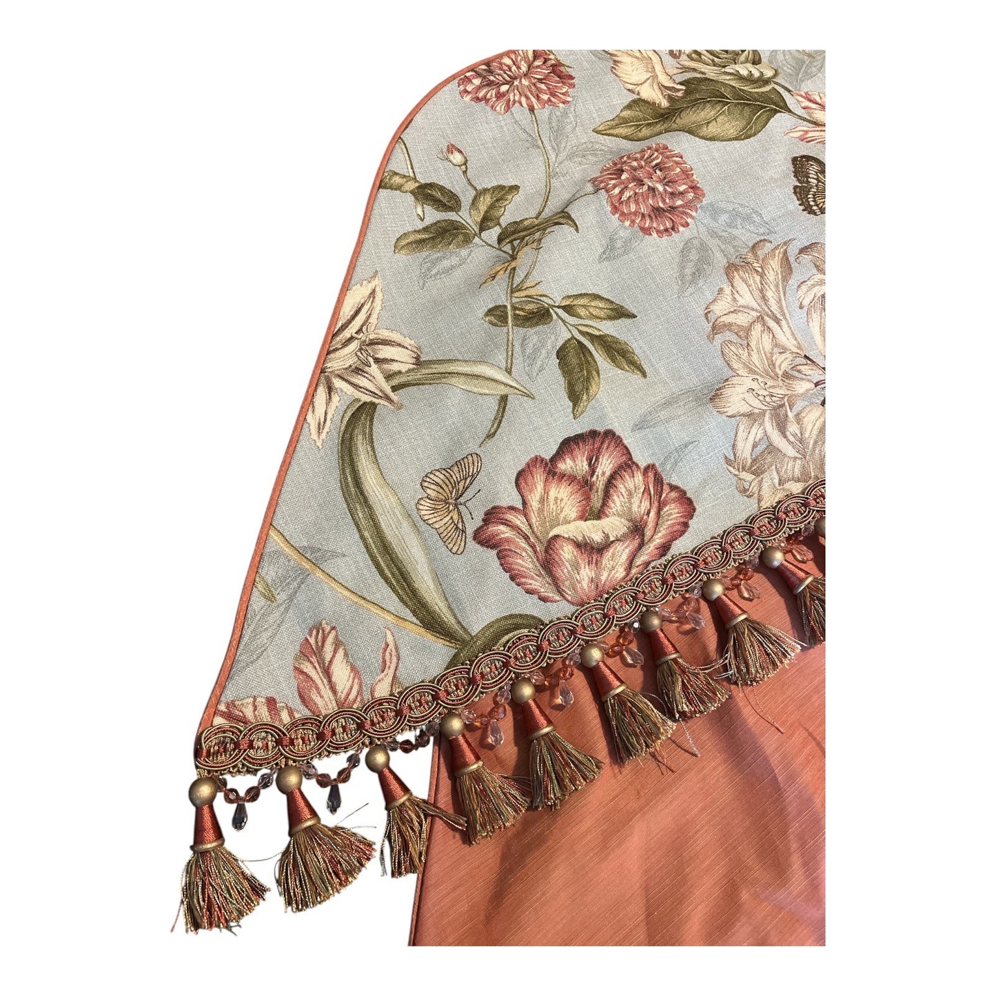 VTG Elegant Botanical Tapestry Valance or Mantel Scarf – 156" – Tassel Trim – Wall Hanging, Table Runner, Canopy Swag