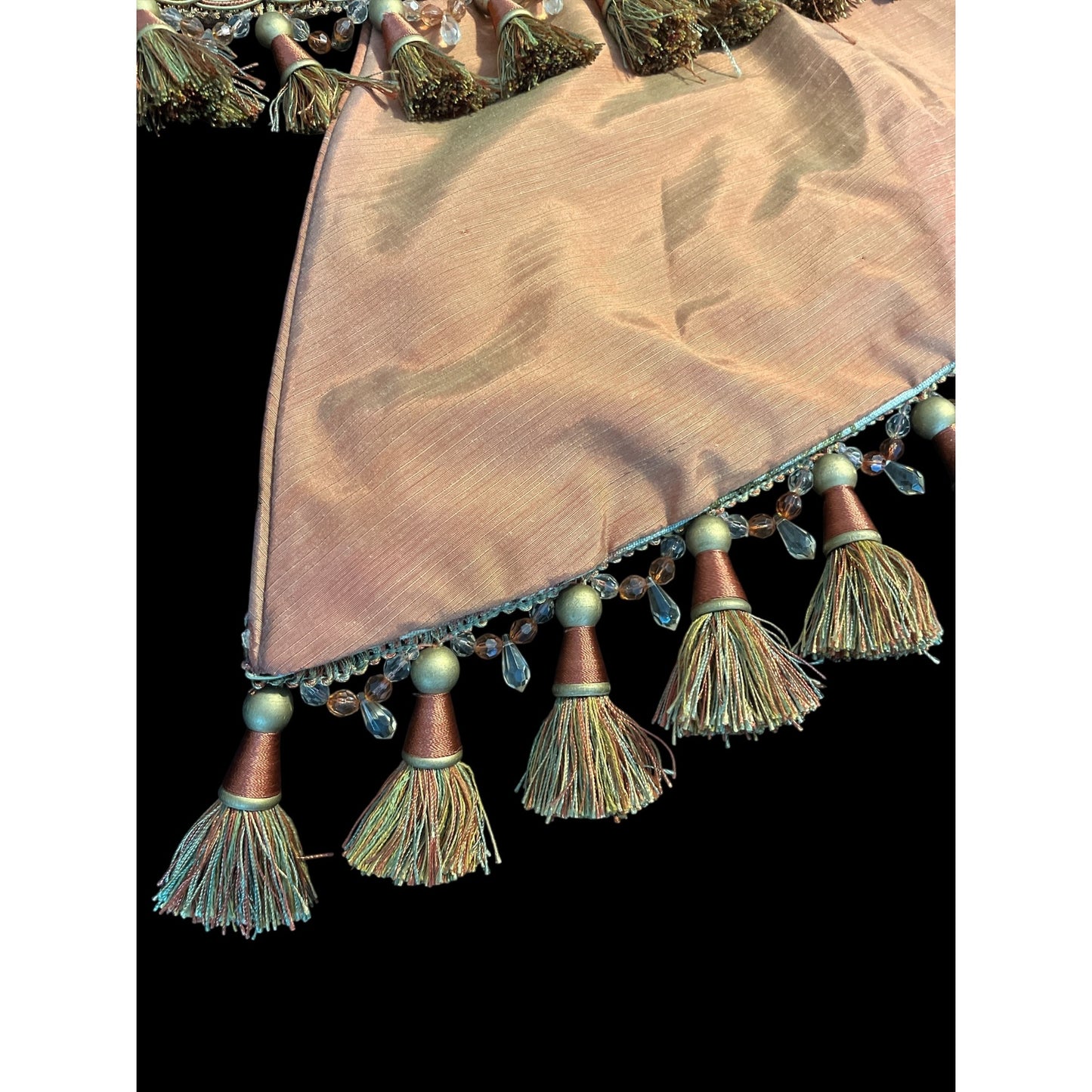 VTG Elegant Botanical Tapestry Valance or Mantel Scarf – 156" – Tassel Trim – Wall Hanging, Table Runner, Canopy Swag