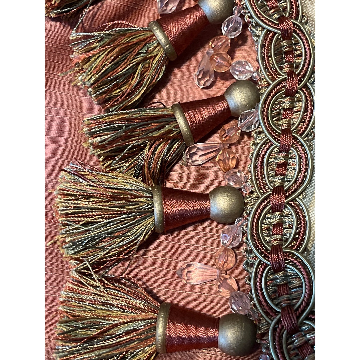 VTG Elegant Botanical Tapestry Valance or Mantel Scarf – 156" – Tassel Trim – Wall Hanging, Table Runner, Canopy Swag