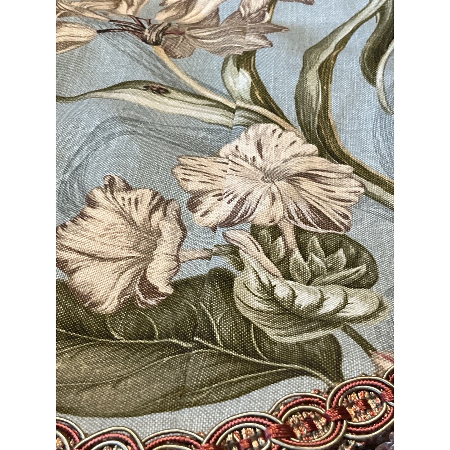 VTG Elegant Botanical Tapestry Valance or Mantel Scarf – 156" – Tassel Trim – Wall Hanging, Table Runner, Canopy Swag