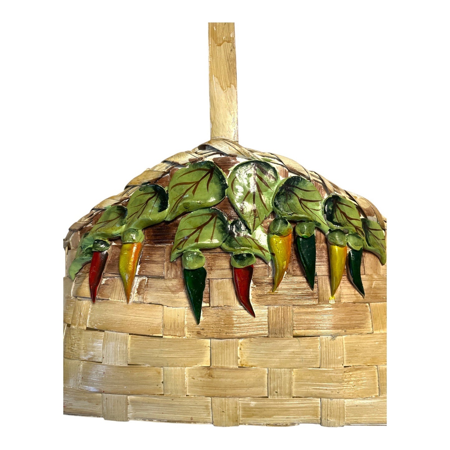 Vintage Set of 2 Wicker Gallery Chili Pepper Baskets | Wicker Baskets with Ceramic Peppers | CBK Ltd Philippines