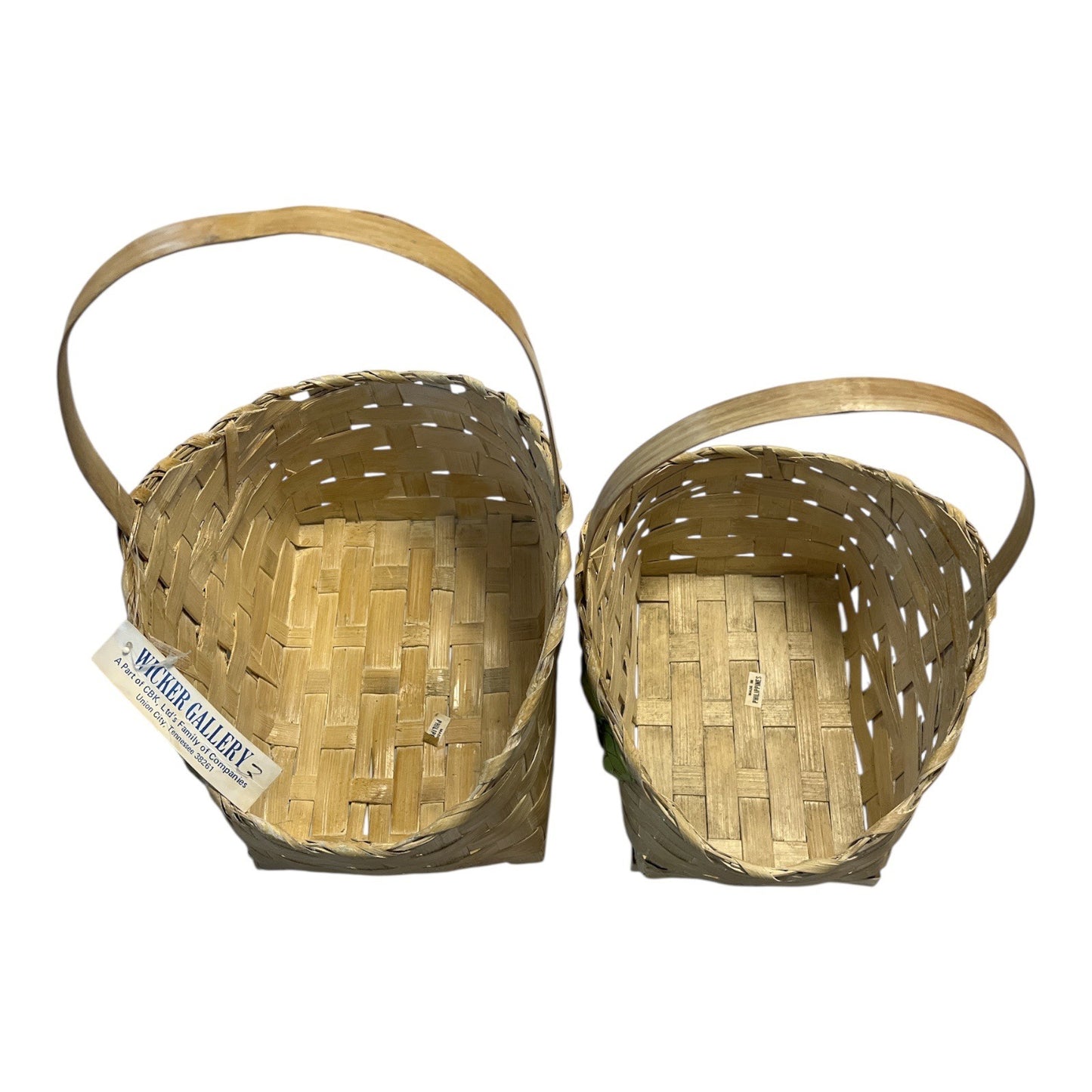 Vintage Set of 2 Wicker Gallery Chili Pepper Baskets | Wicker Baskets with Ceramic Peppers | CBK Ltd Philippines