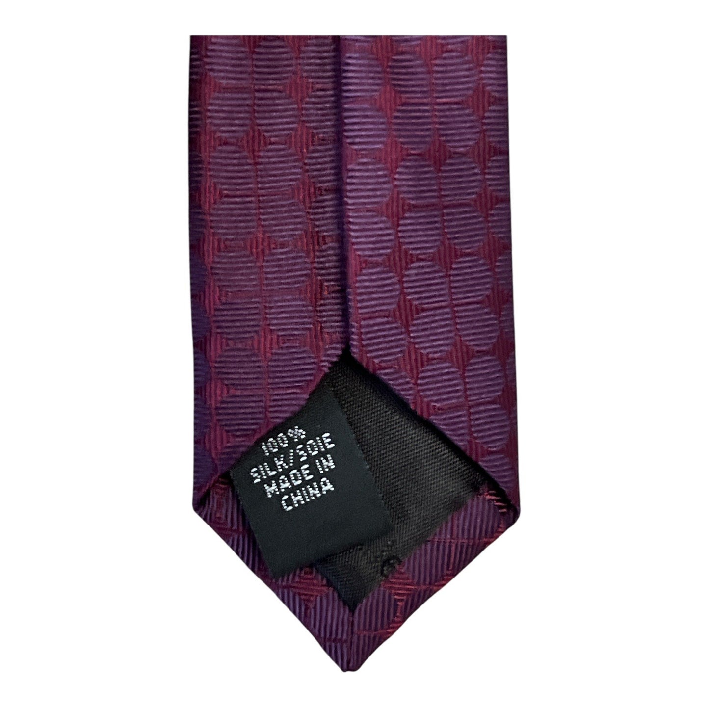 Calvin Klein Men's Silk Tie – Plum Purple Geometric Pattern – 58" – 100% Silk – Mid 2010s