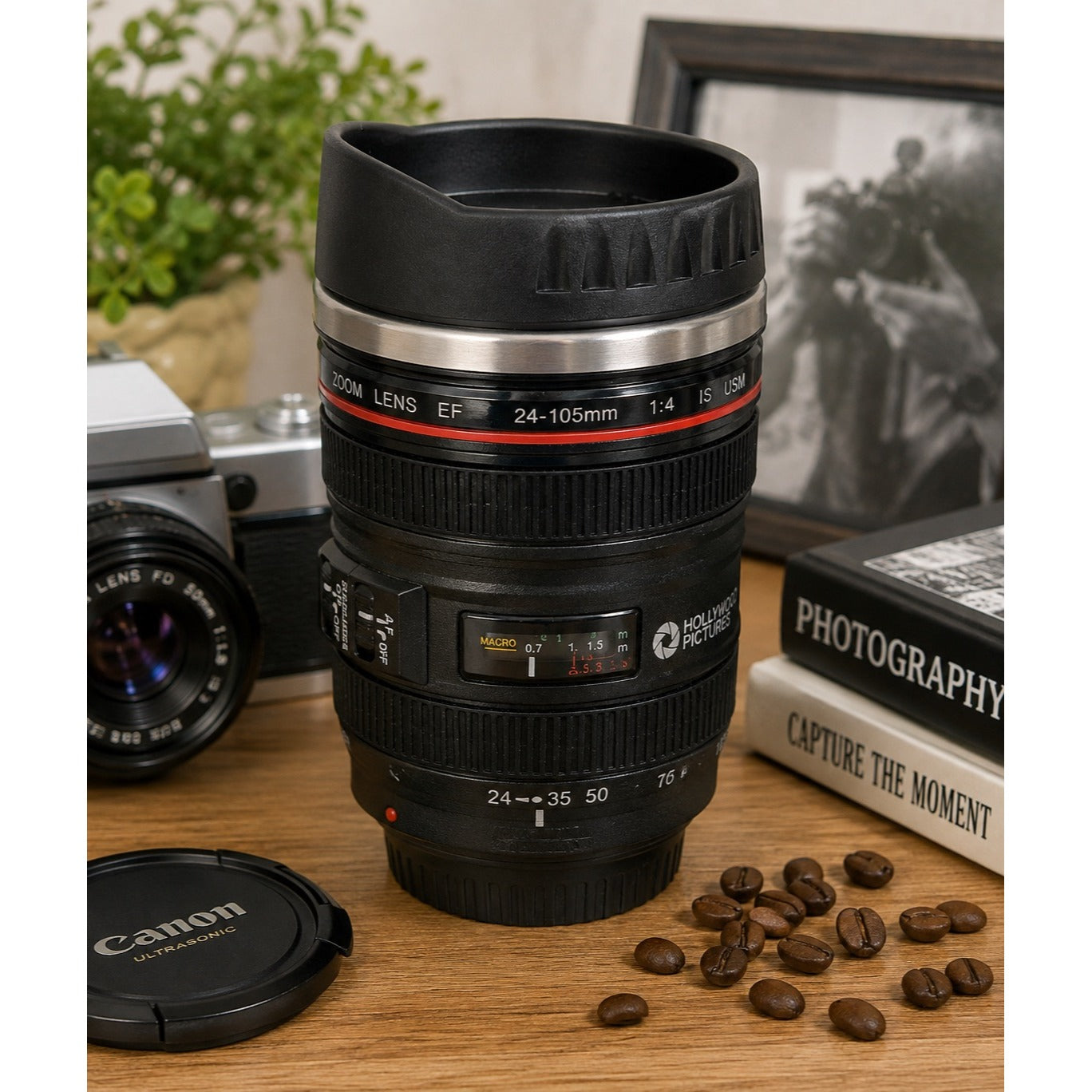 Hollywood Pictures Camera Lens Travel Mug 24-105mm Photography Novelty Cup