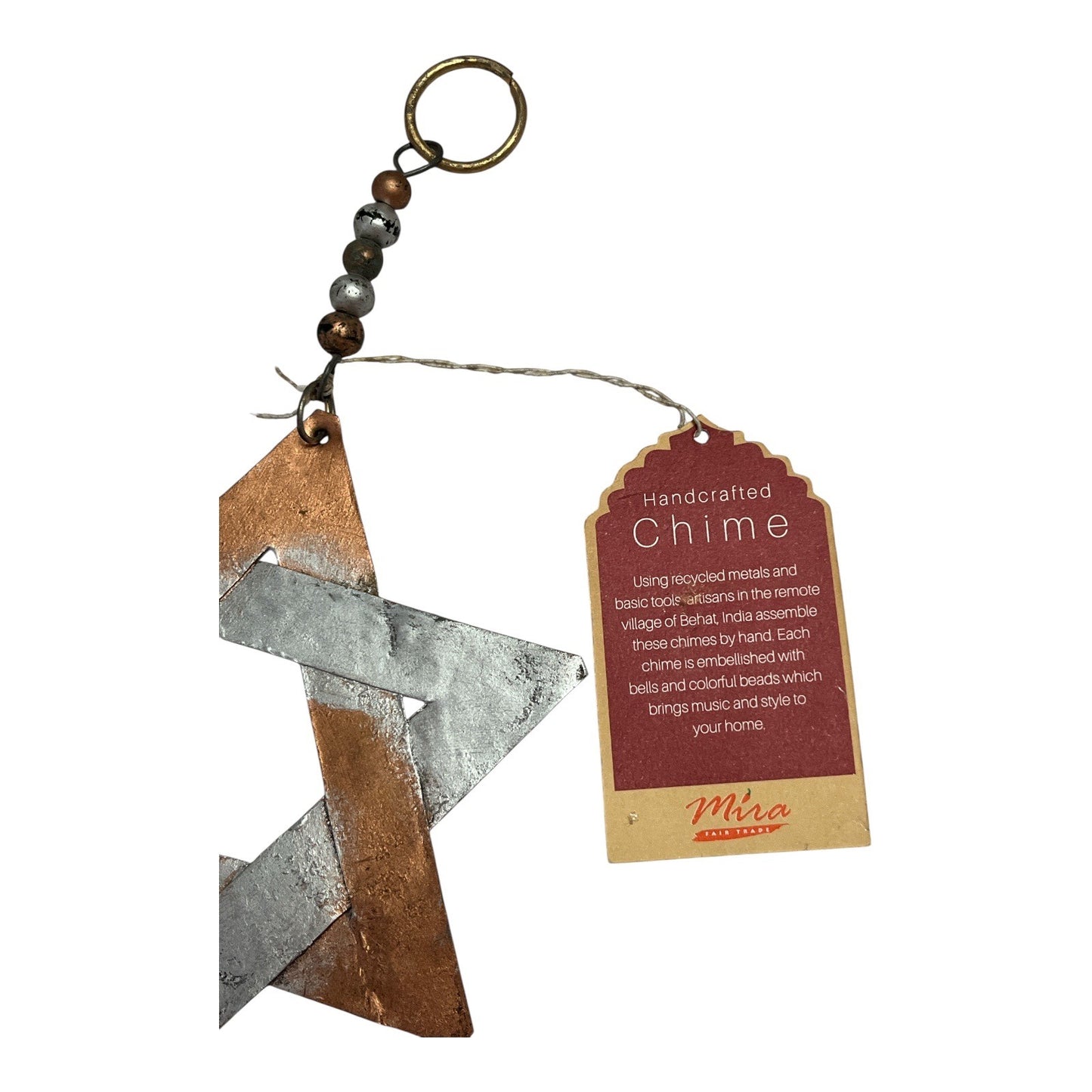 Mira Handcrafted Star of David Metal Chime – Copper & Silver Finish