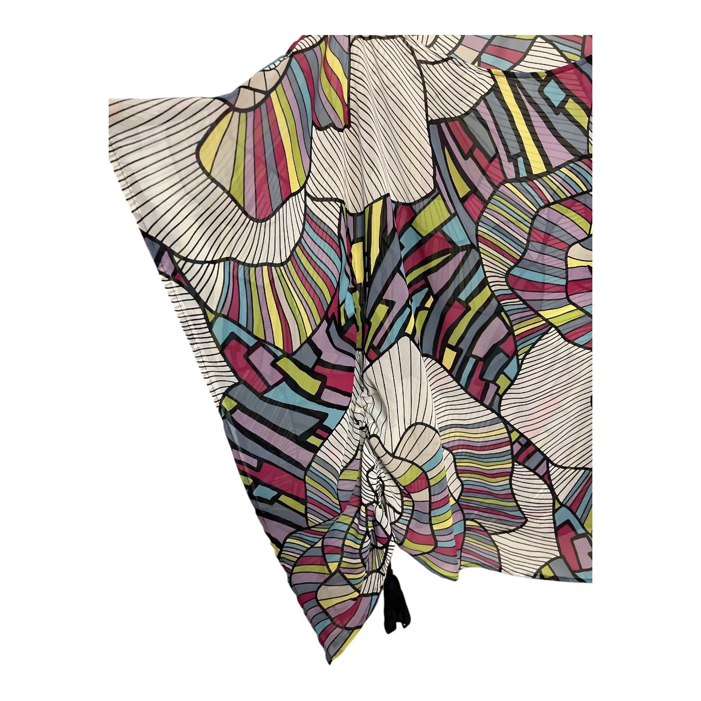 Bisou Bisou Michele Bohbot Women’s Sheer Poncho Top Y2K– Abstract Multicolor Print – One Size