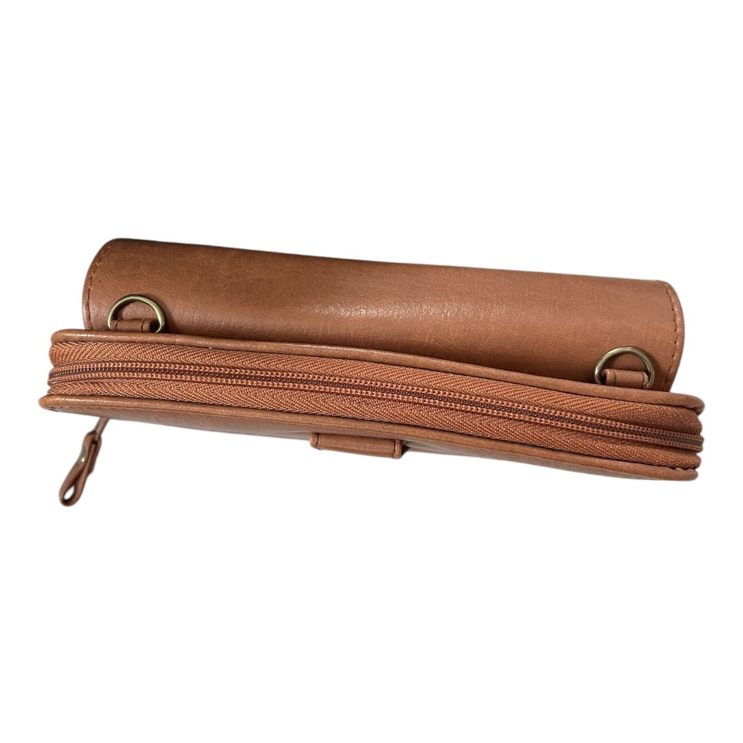 Dolce Vita Tan Wallet – Zip Bifold with Strap Rings, Belt Loop, Glasses Holder