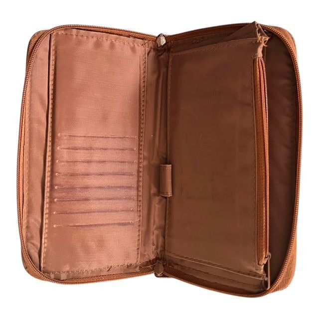 Dolce Vita Tan Wallet – Zip Bifold with Strap Rings, Belt Loop, Glasses Holder