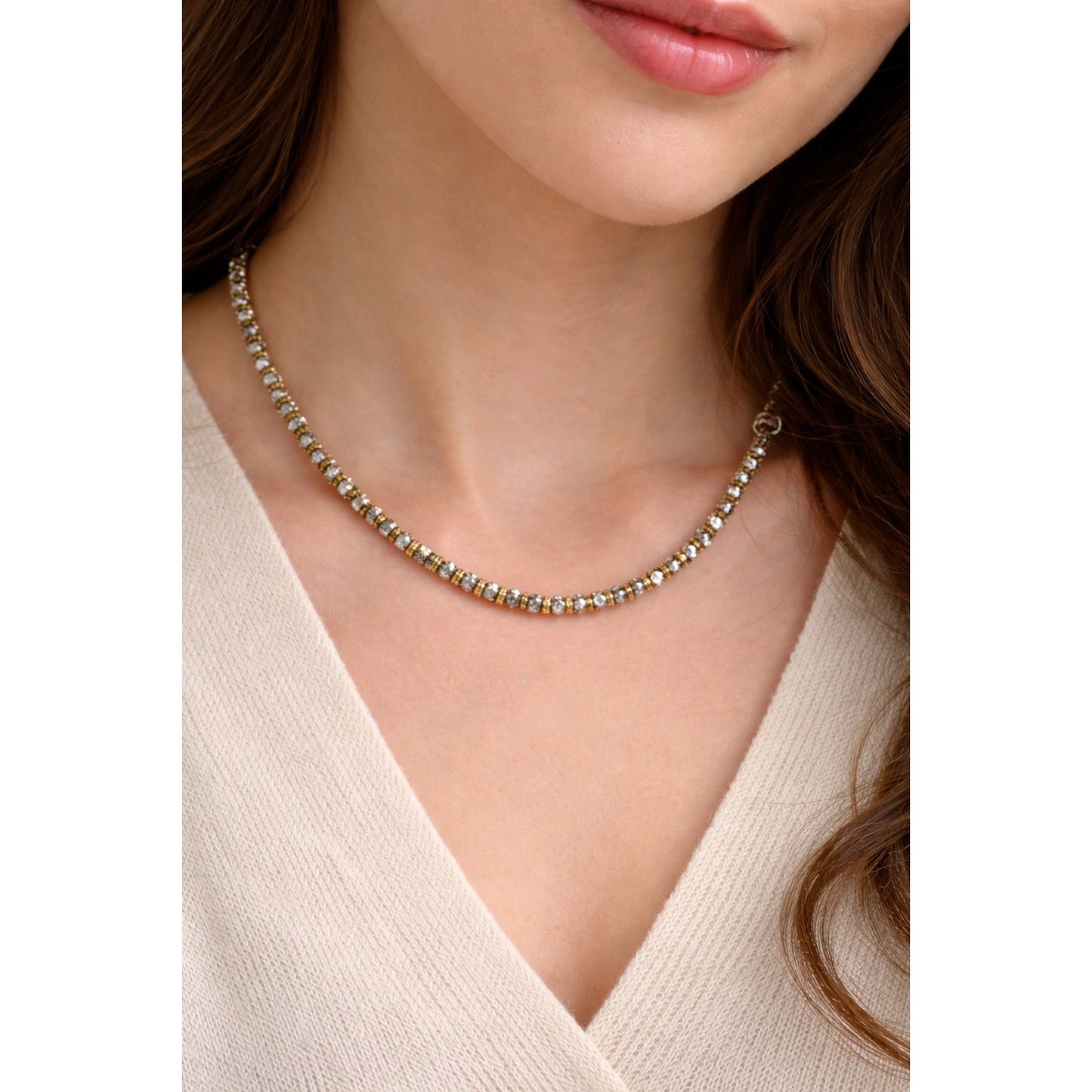 Napier Beaded Necklace Gold Tone Silver Tone Beads Adjustable Vintage