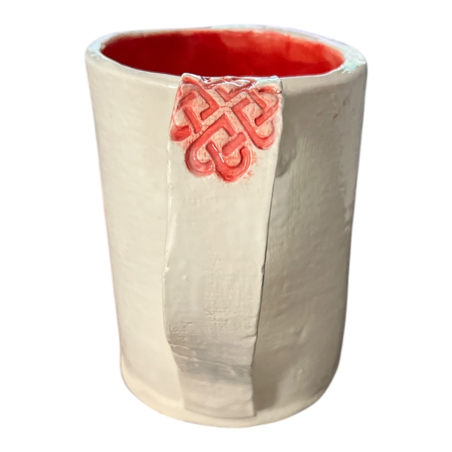 Handmade Ceramic Dragon Mug – Red & White Medieval-Inspired Design