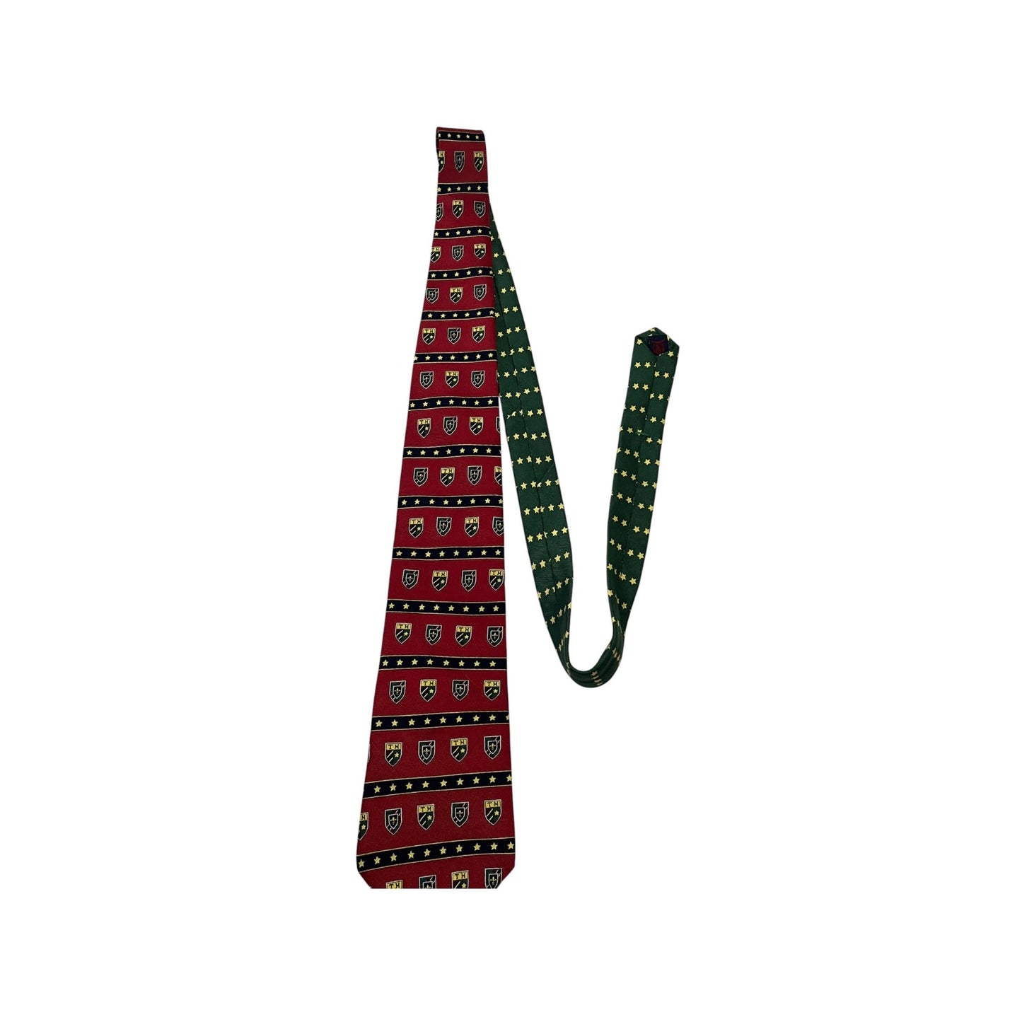 Vintage Tommy Hilfiger Silk Tie Red Crest Stripe Preppy Italy USA