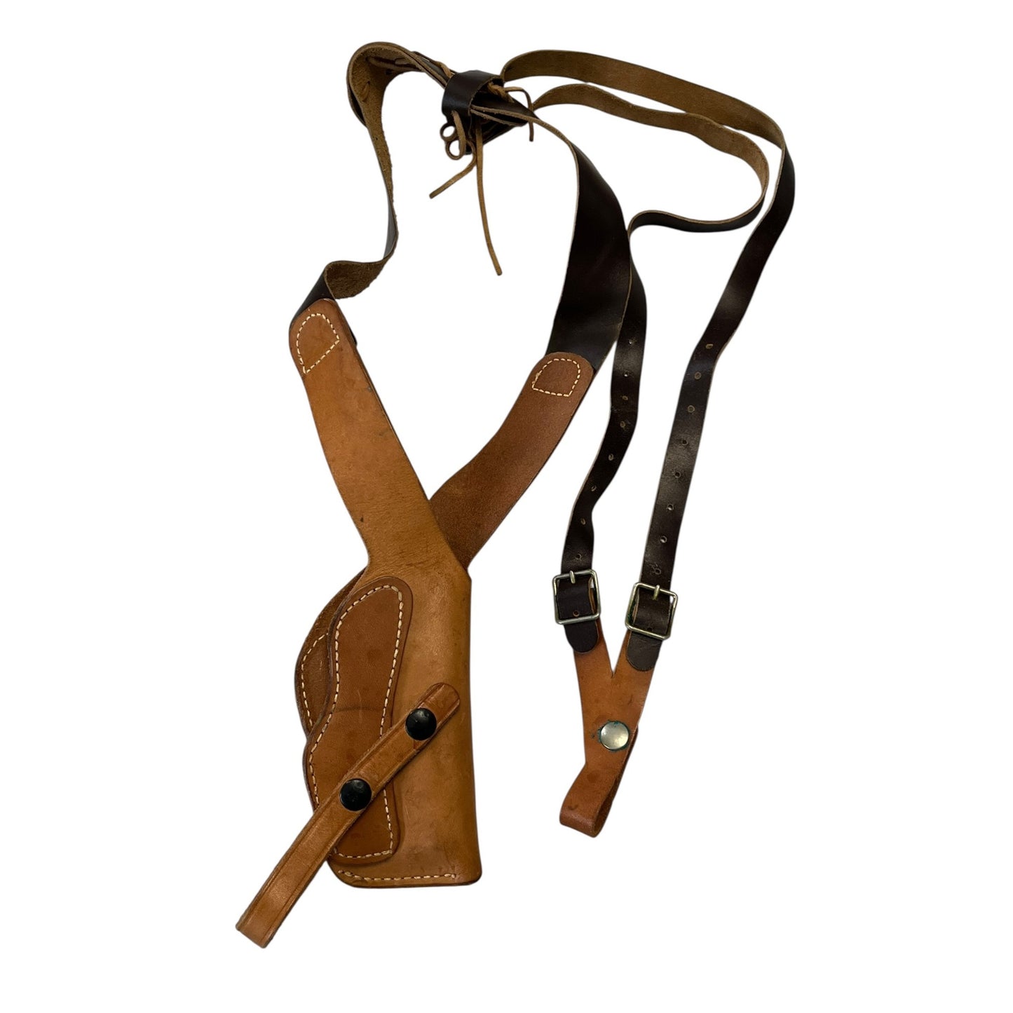 Vintage Leather Shoulder Holster Rig Brown Adjustable Harness Snap Retention Classic