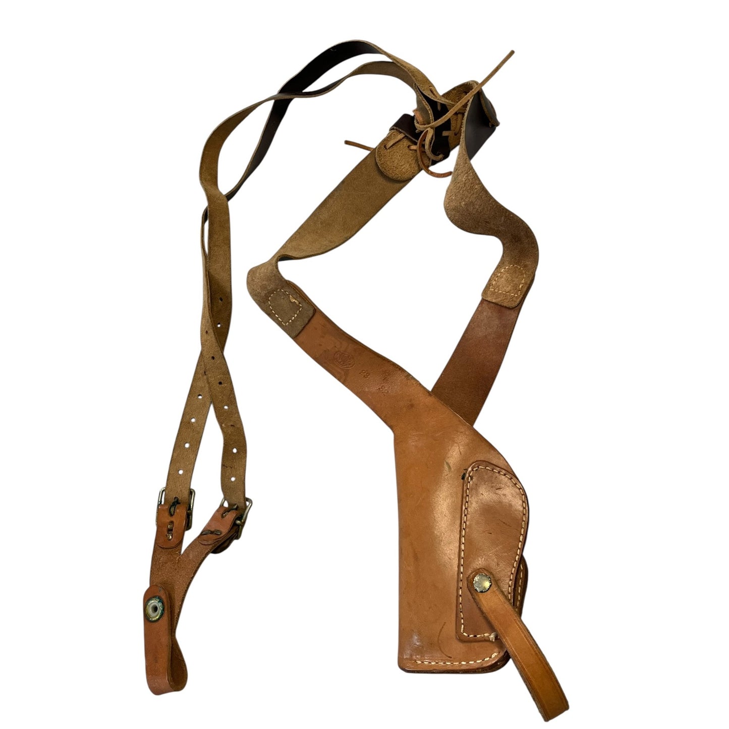 Vintage Leather Shoulder Holster Rig Brown Adjustable Harness Snap Retention Classic