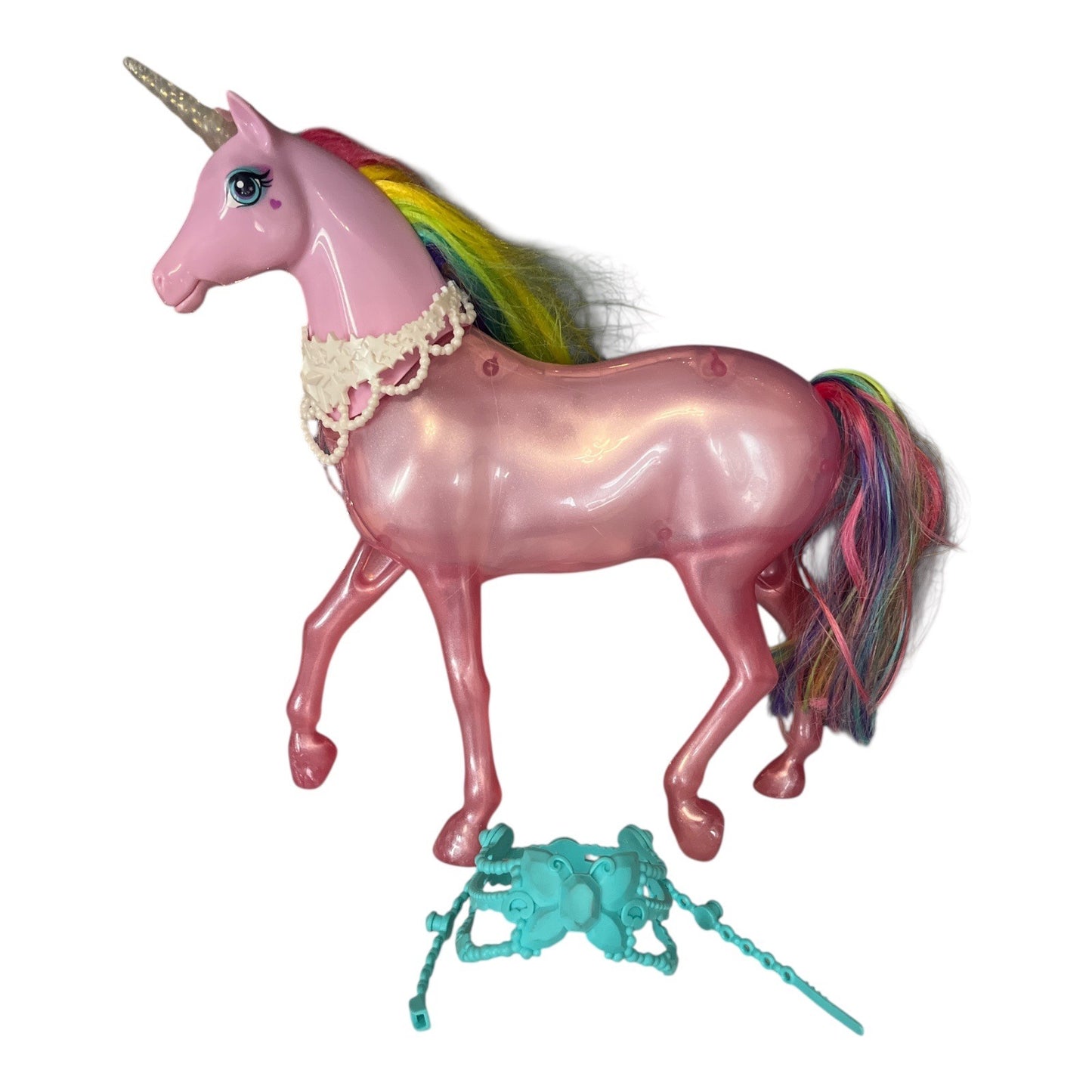 Barbie Dreamtopia Pink Unicorn Toy | 12" | Glitter Body | Rainbow Mane | Lights & Sounds | Two Harnesses | 2016–2018 | Tested & Working