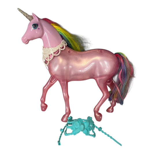 Barbie Dreamtopia Pink Unicorn Toy | 12" | Glitter Body | Rainbow Mane | Lights & Sounds | Two Harnesses | 2016–2018 | Tested & Working
