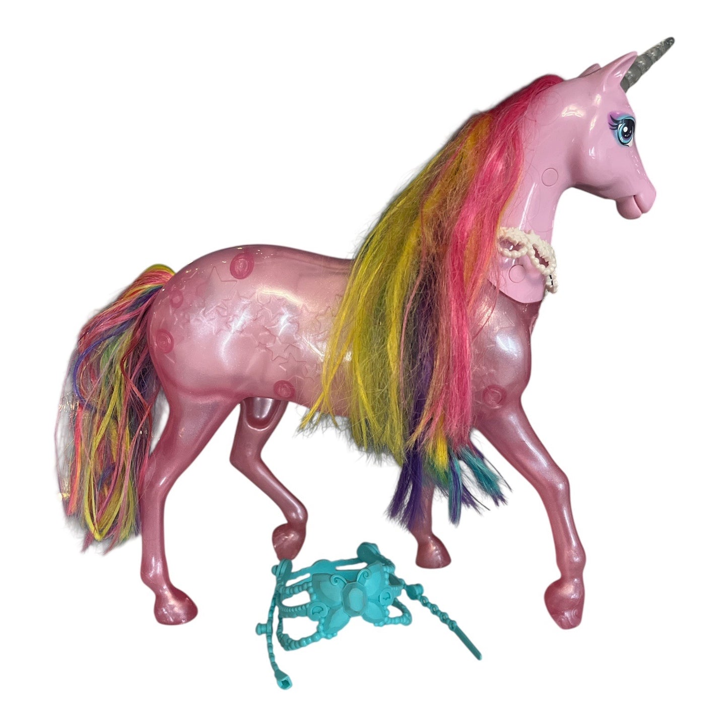 Barbie Dreamtopia Pink Unicorn Toy | 12" | Glitter Body | Rainbow Mane | Lights & Sounds | Two Harnesses | 2016–2018 | Tested & Working