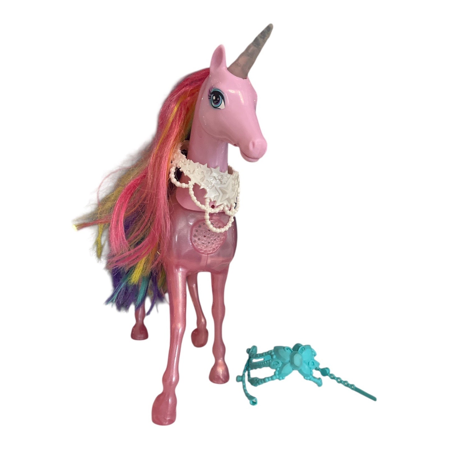Barbie Dreamtopia Pink Unicorn Toy | 12" | Glitter Body | Rainbow Mane | Lights & Sounds | Two Harnesses | 2016–2018 | Tested & Working