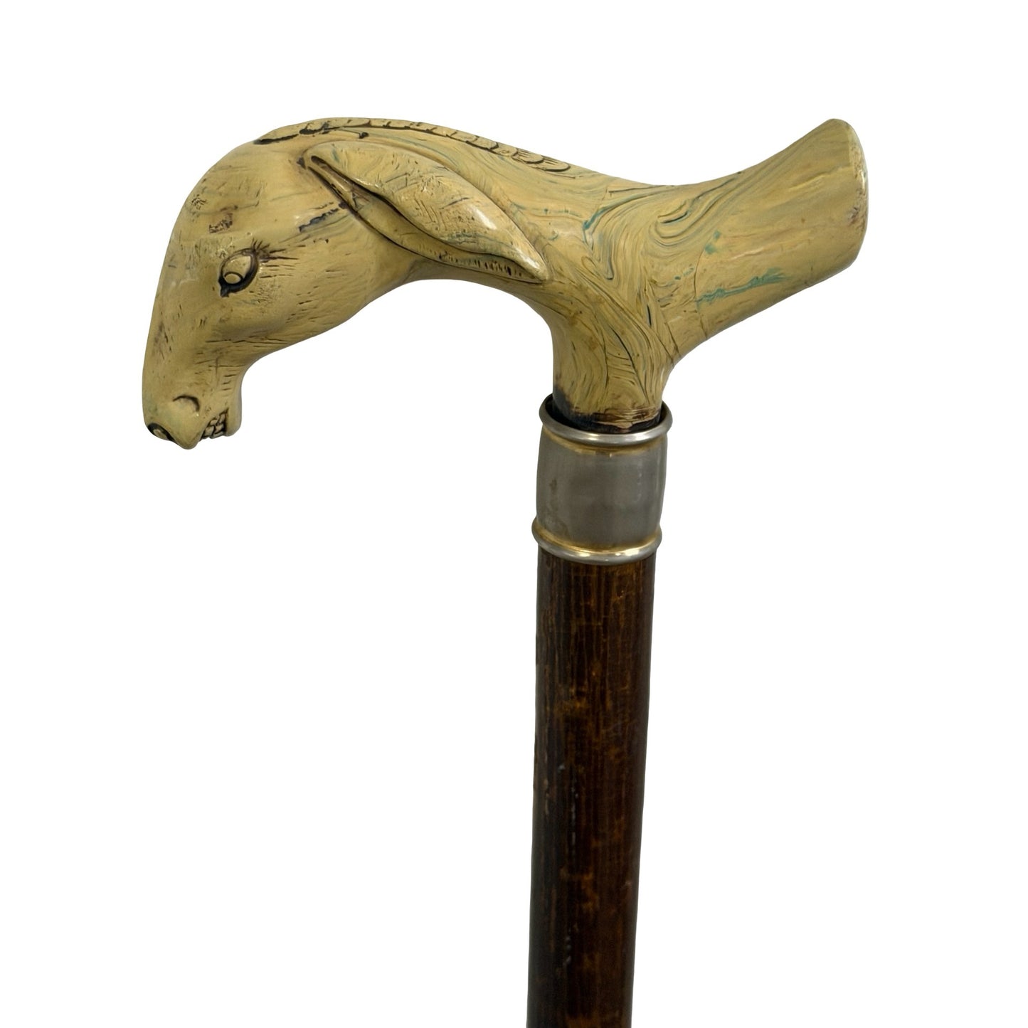 Vintage Donkey Head Walking Cane Wood Shaft Novelty Animal Handle 36 Inch