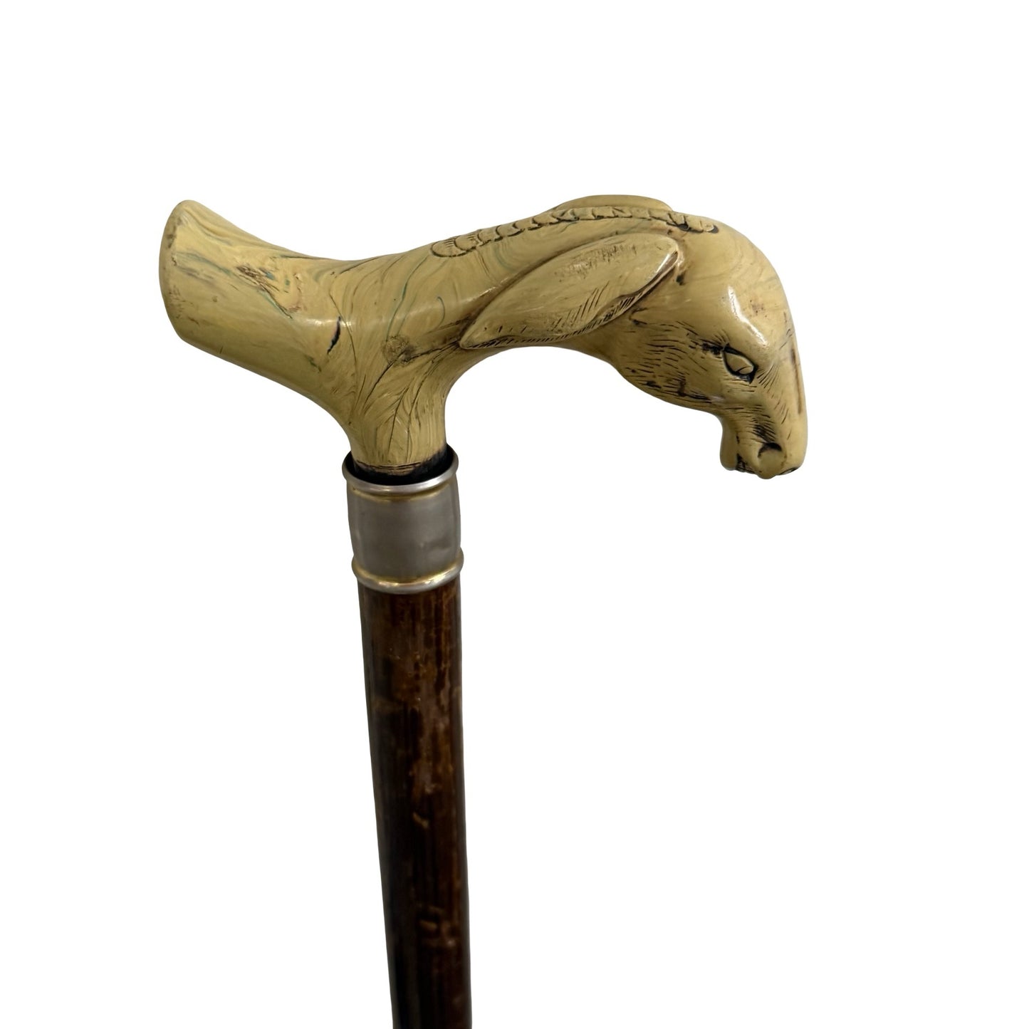 Vintage Donkey Head Walking Cane Wood Shaft Novelty Animal Handle 36 Inch