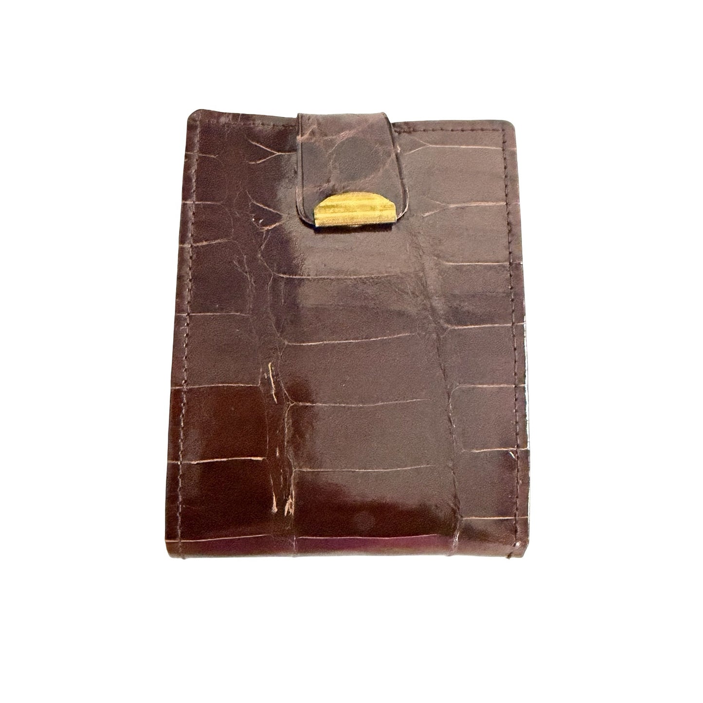 Vintage Males Genuine Alligator Wallet Brown Leather Bifold ID Holder