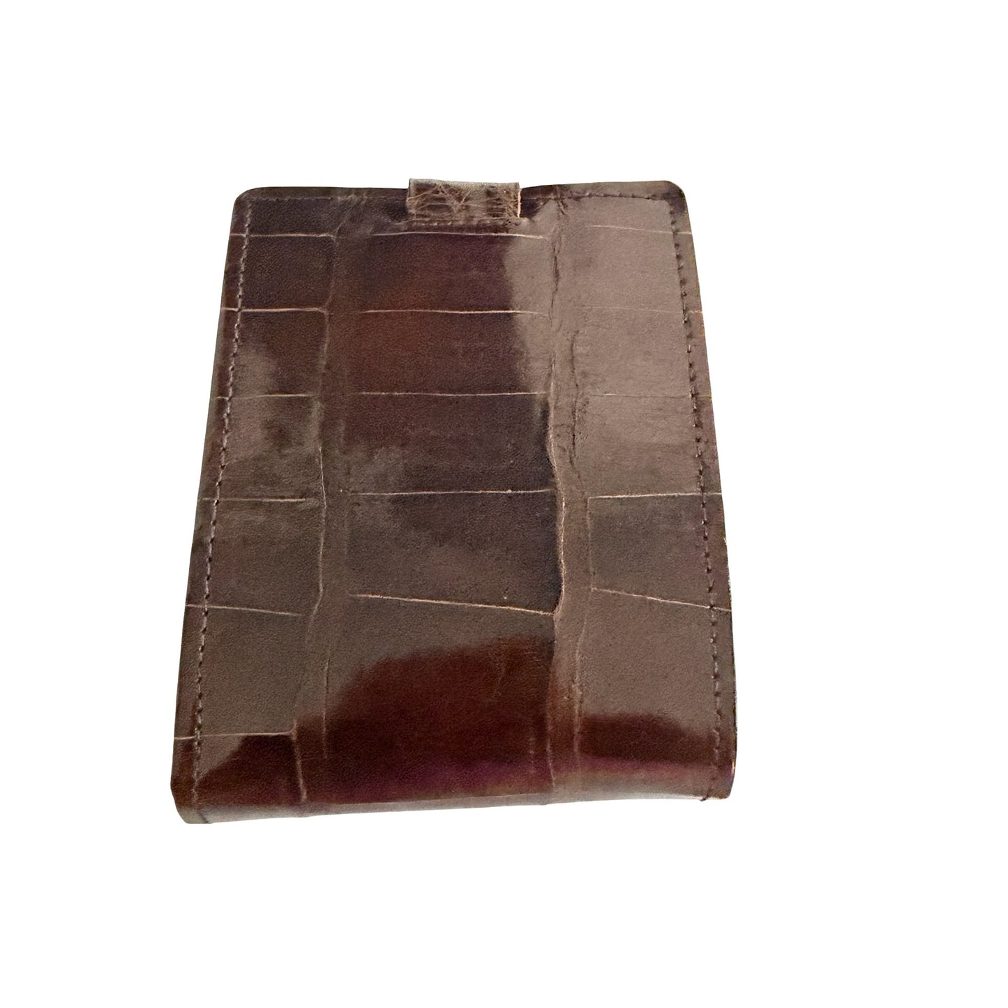 Vintage Males Genuine Alligator Wallet Brown Leather Bifold ID Holder