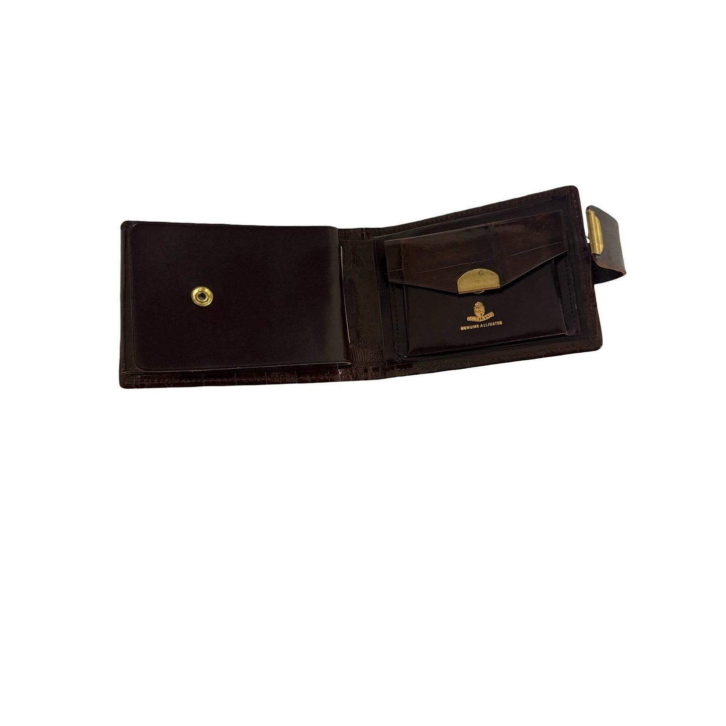 Vintage Males Genuine Alligator Wallet Brown Leather Bifold ID Holder