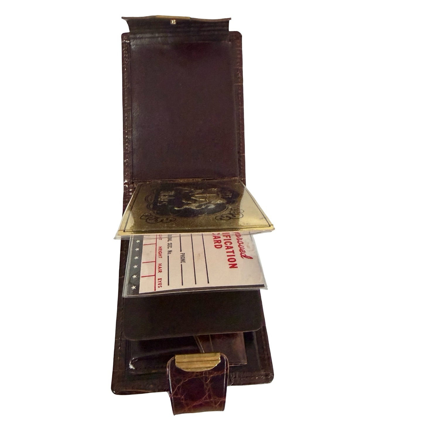 Vintage Males Genuine Alligator Wallet Brown Leather Bifold ID Holder