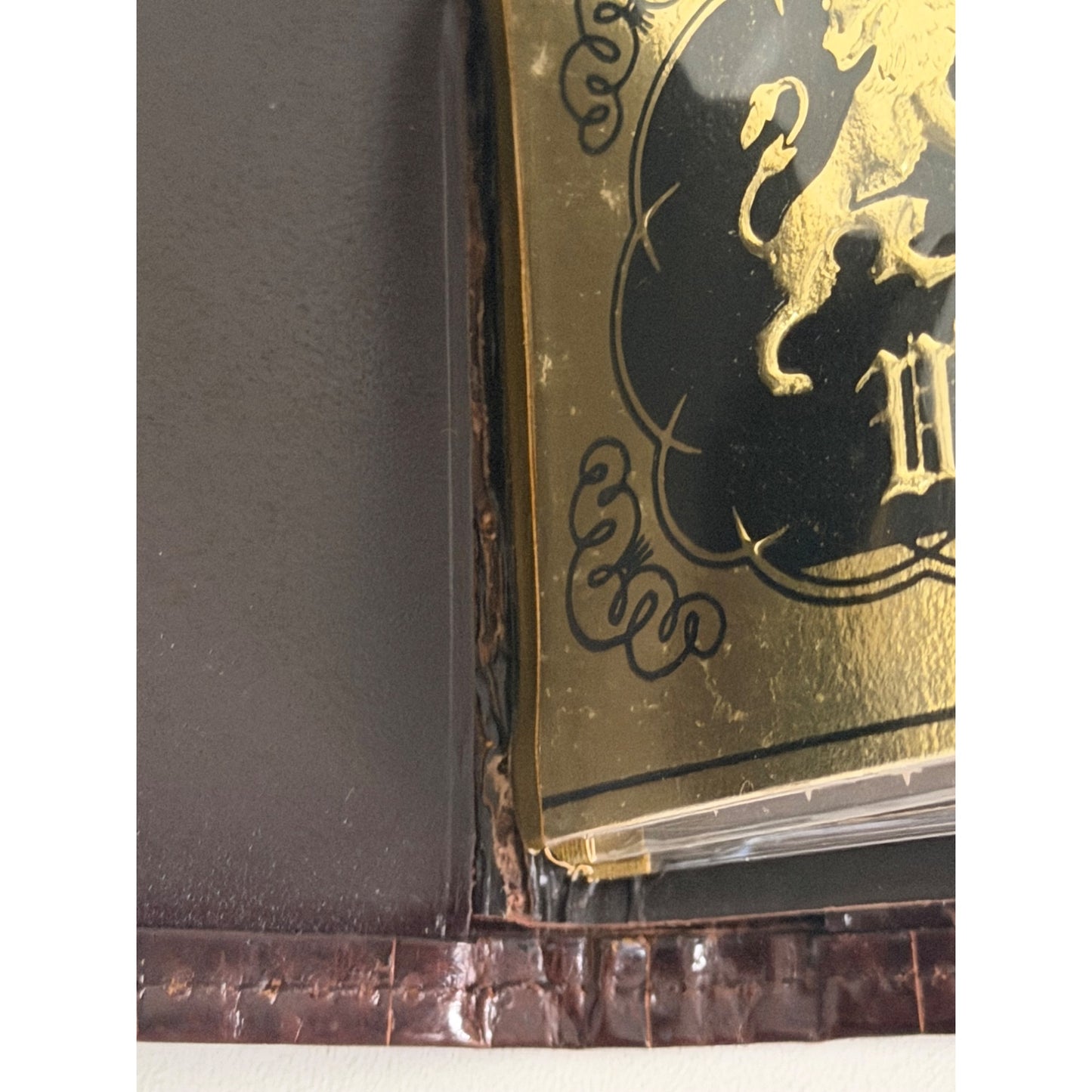 Vintage Males Genuine Alligator Wallet Brown Leather Bifold ID Holder