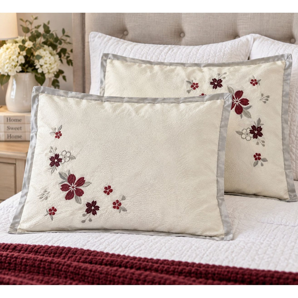 Martha Stewart Floral Embroidered Standard Pillow Shams Set of 2