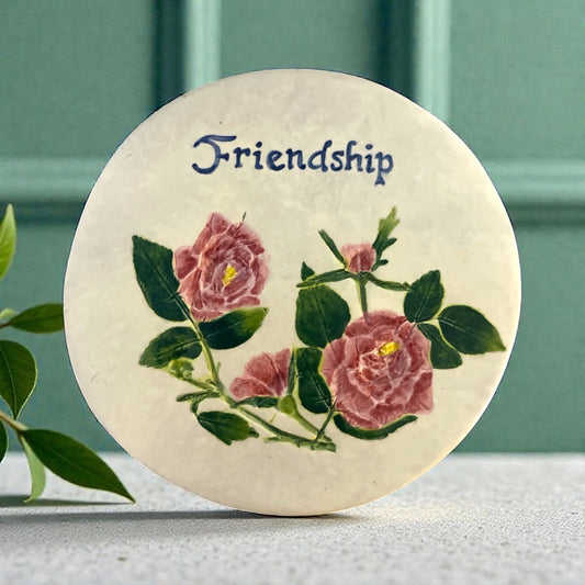 Vtg Salt Marsh Pottery Friendship Floral Plaque Handmade Massachusetts