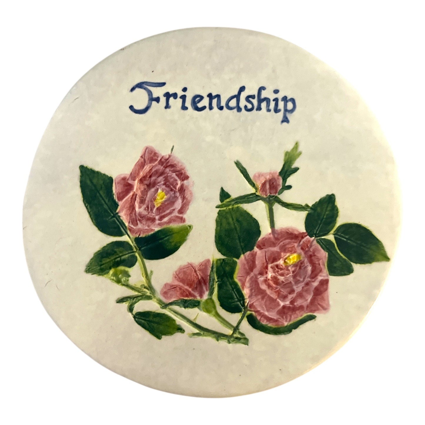 Vtg Salt Marsh Pottery Friendship Floral Plaque Handmade Massachusetts