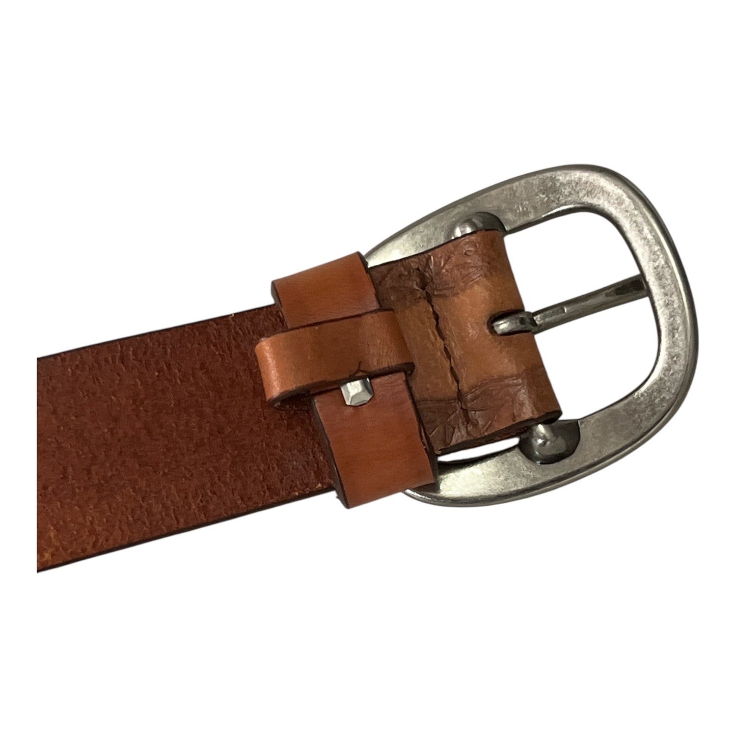 Carhartt Nubuck Leather Belt Brown Tooled Cowhide Silver Buckle 34” Small