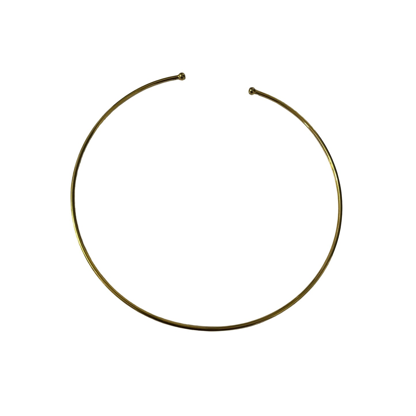 Minimalist Gold Tone Open Collar Choker Necklace 5 Inch Diameter Sleek Wire Neck Ring