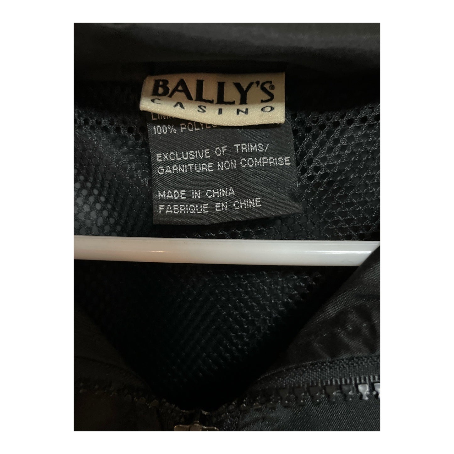Bally’s Casino Windbreaker Jacket Black Red Trim Full Zip Men’s XL Early 2000s Vintage