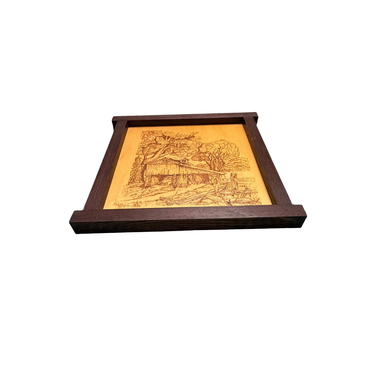 Ron Vittone Original Pyrography Wood Art Rustic Barn Wenge Frame 2012