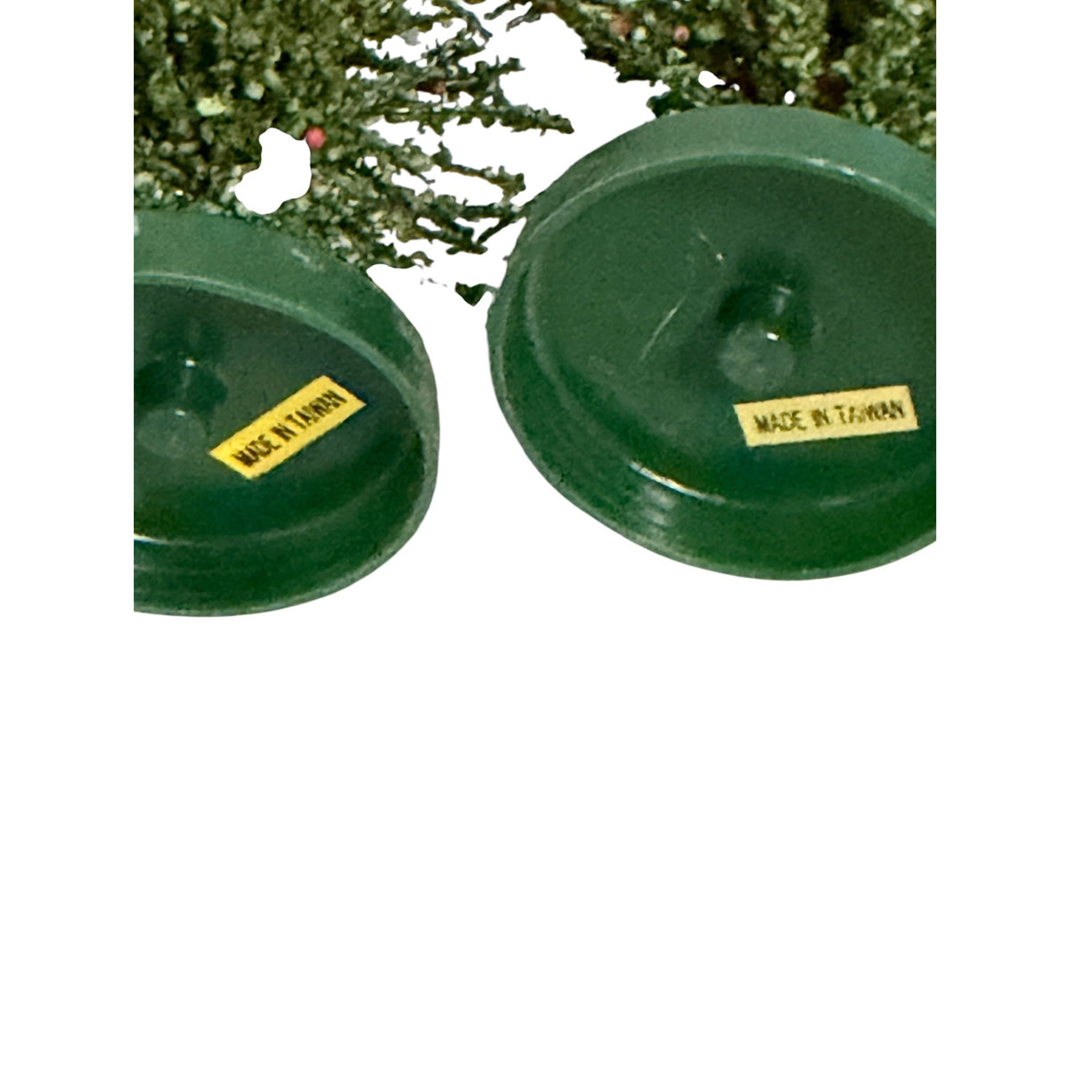 Vintage Taiwan Miniature Snow Flocked Christmas Village Pine Trees 4.5 Inch Pair