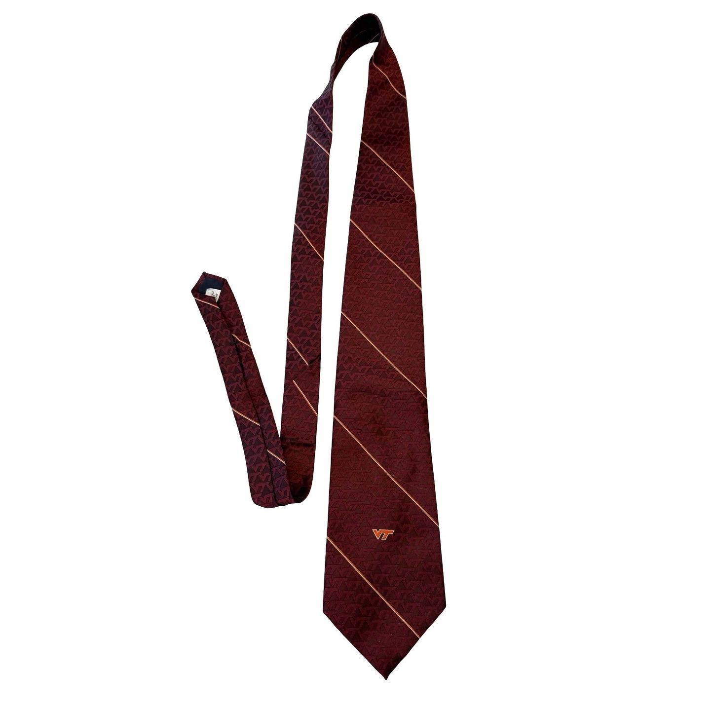 Virginia Tech Hokies VT Logo Necktie Burgundy Geometric Collegiate Made in USA