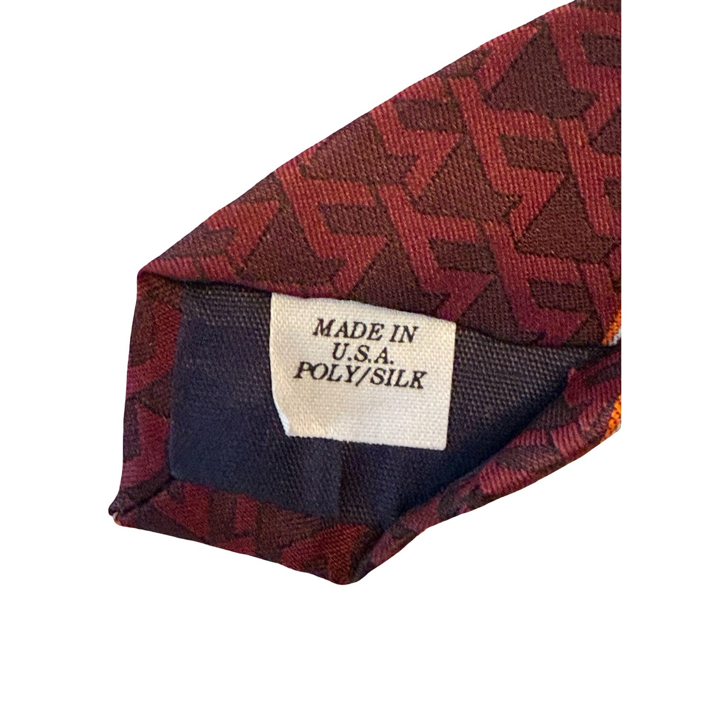 Virginia Tech Hokies VT Logo Necktie Burgundy Geometric Collegiate Made in USA