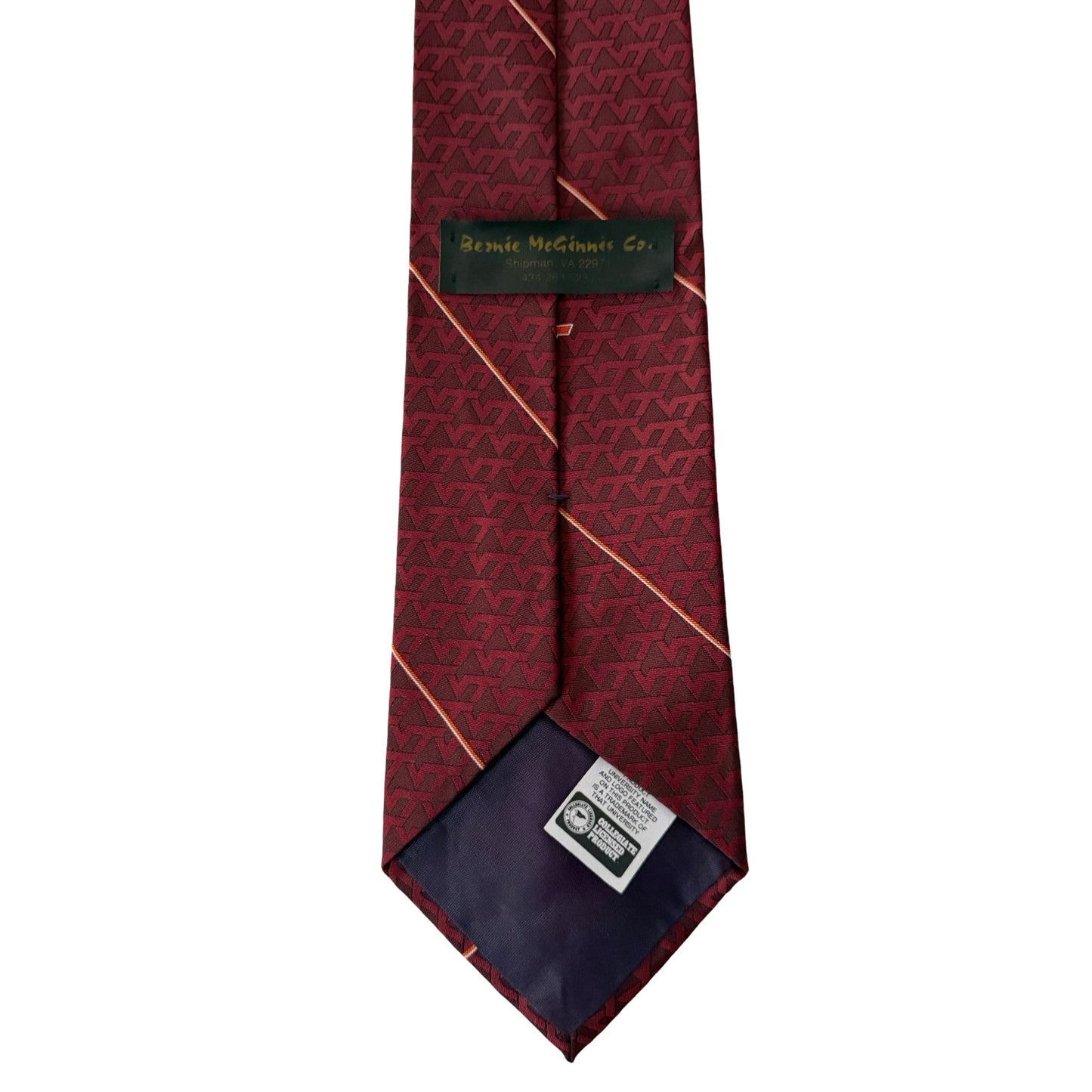 Virginia Tech Hokies VT Logo Necktie Burgundy Geometric Collegiate Made in USA
