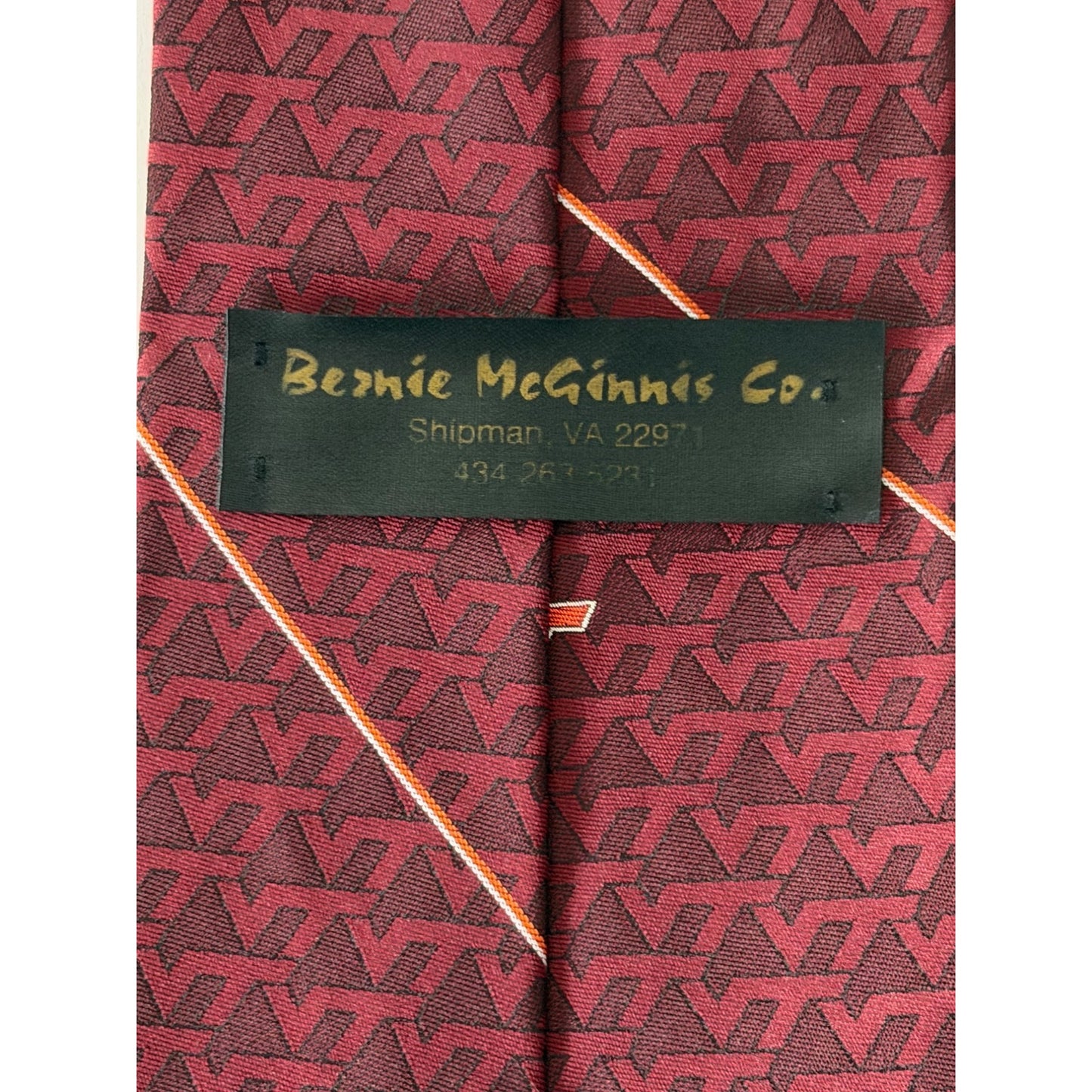 Virginia Tech Hokies VT Logo Necktie Burgundy Geometric Collegiate Made in USA