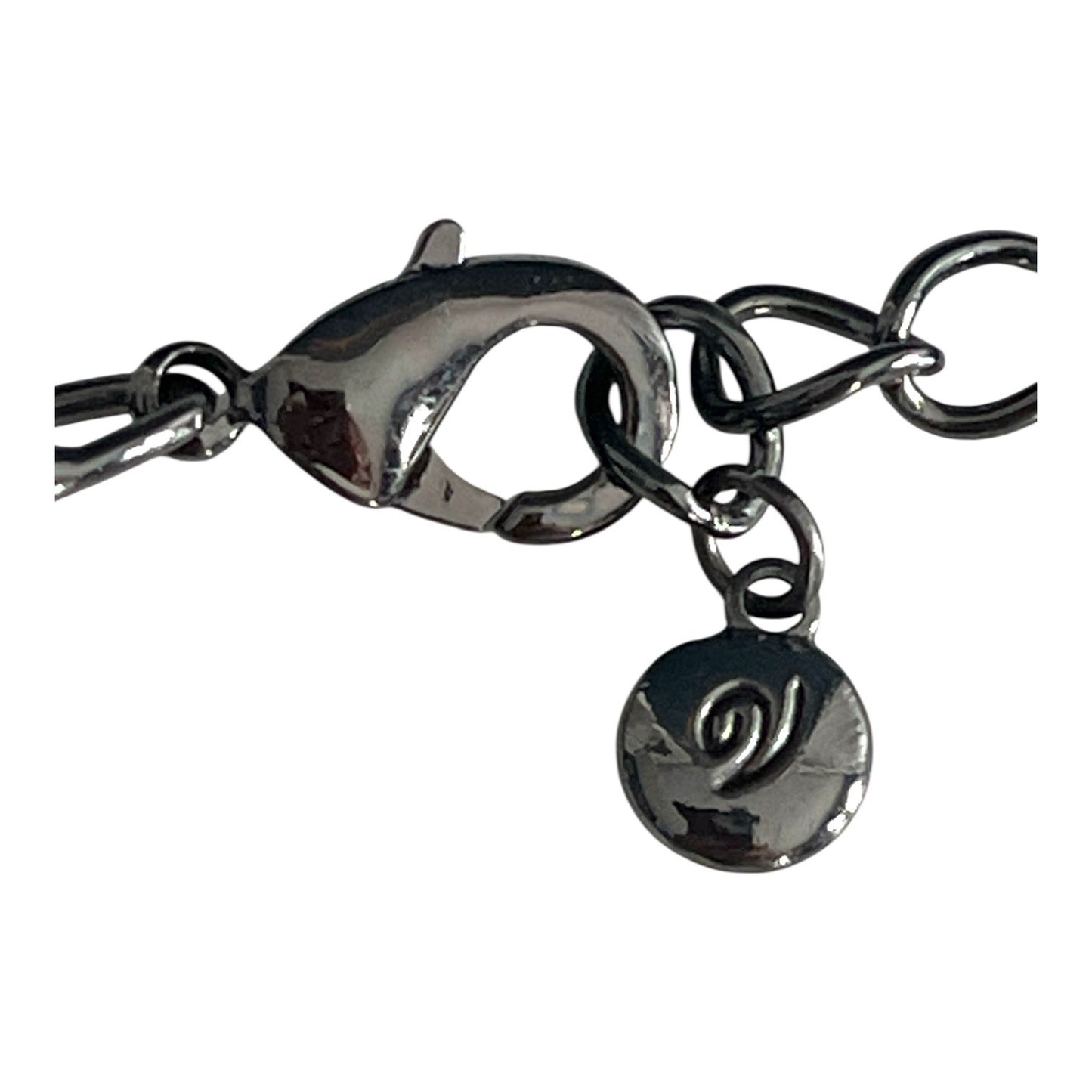 Y2K Veronese Statement Necklace Navy Blue Silver Tone Rings