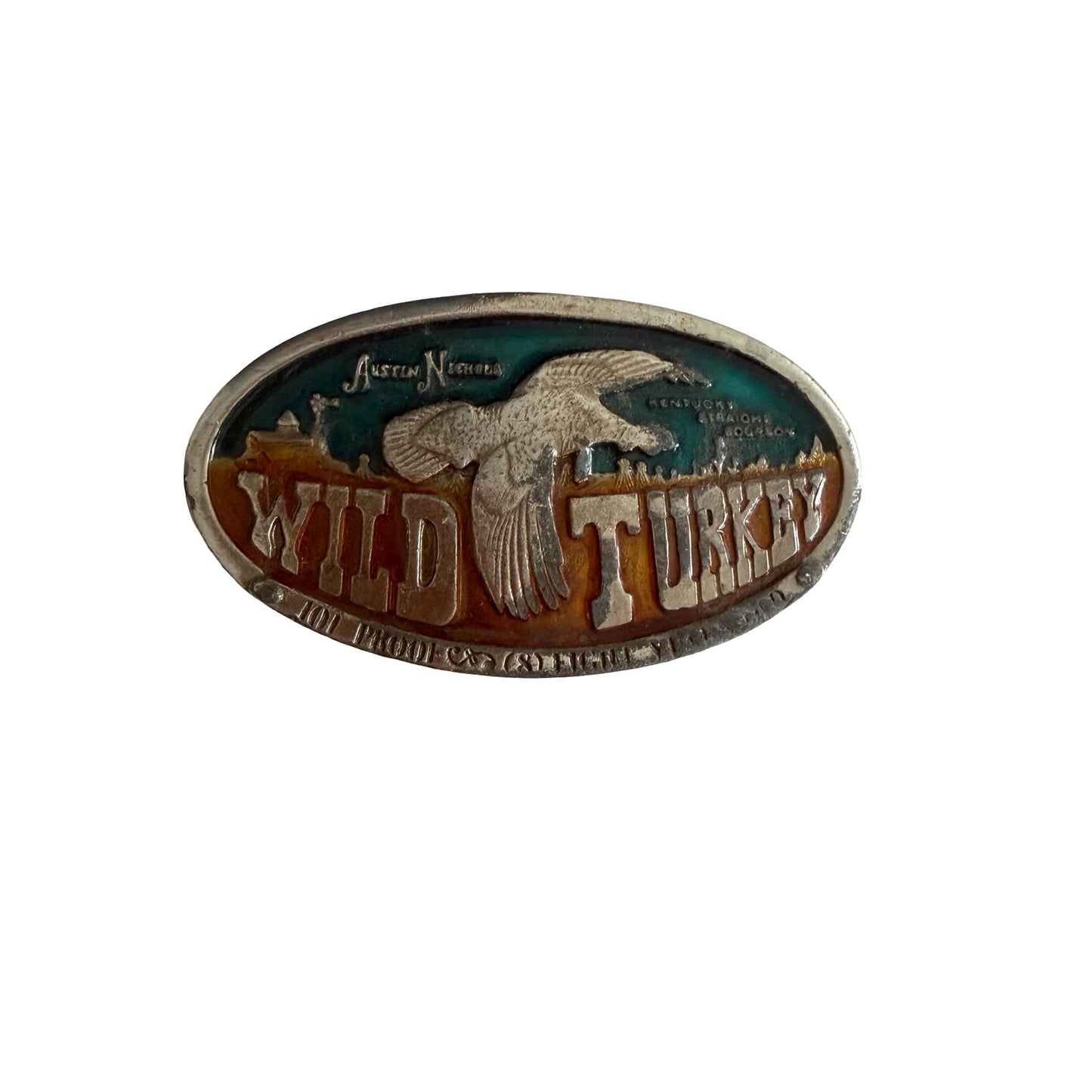 Vintage Austin Nichols Wild Turkey Belt Buckle Kentucky Straight Bourbon Advertising 2069