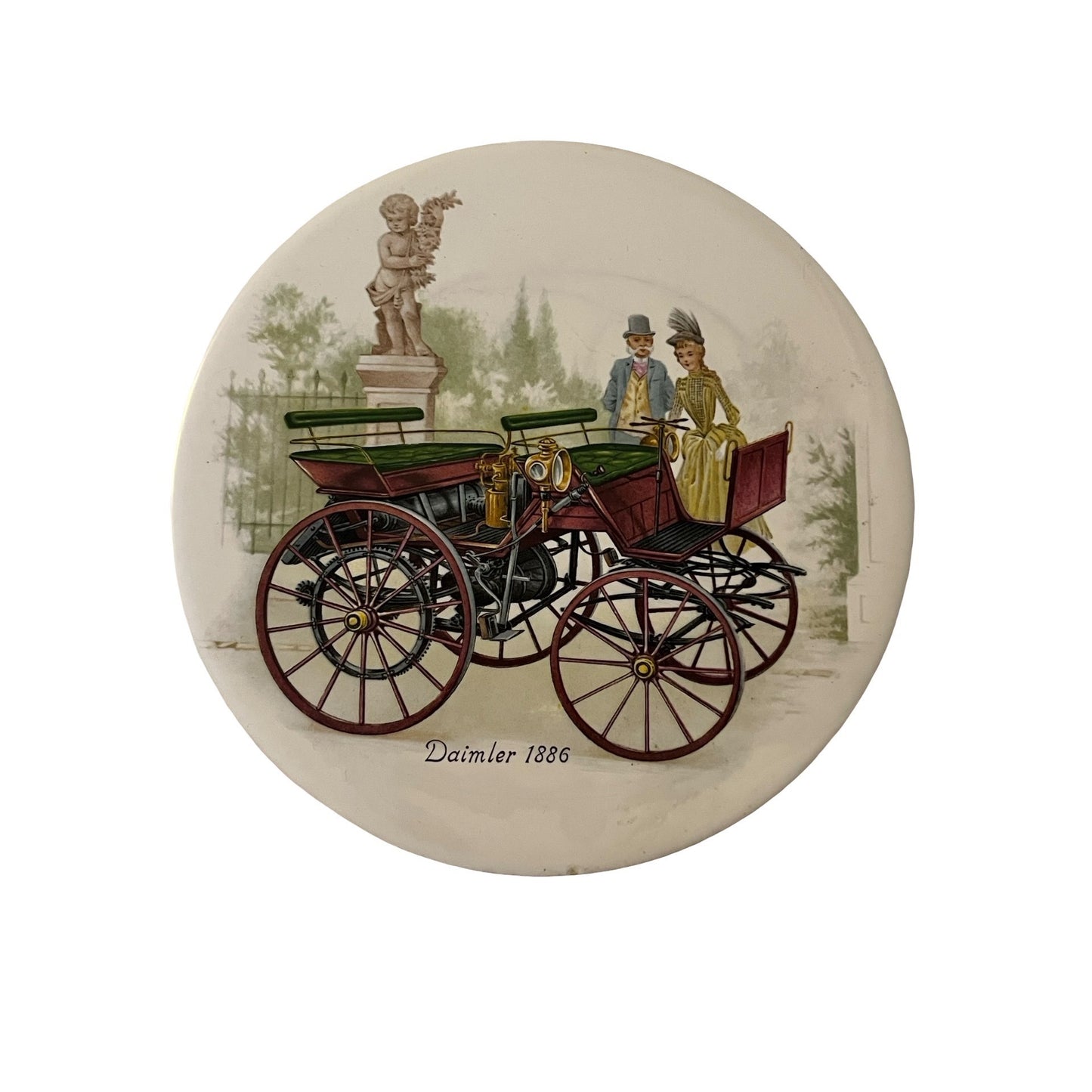 H&R Johnson England Daimler 1886 Ceramic Trivet Tile Historic Automobile 6 Inch