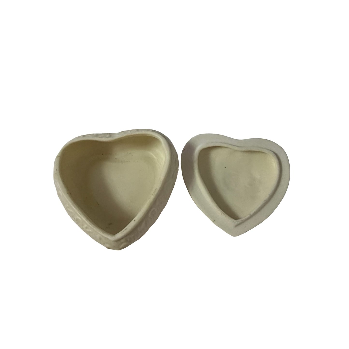 Vintage White Heart Trinket Box Ceramic Wedding Favor Ring Box Pearl Accents
