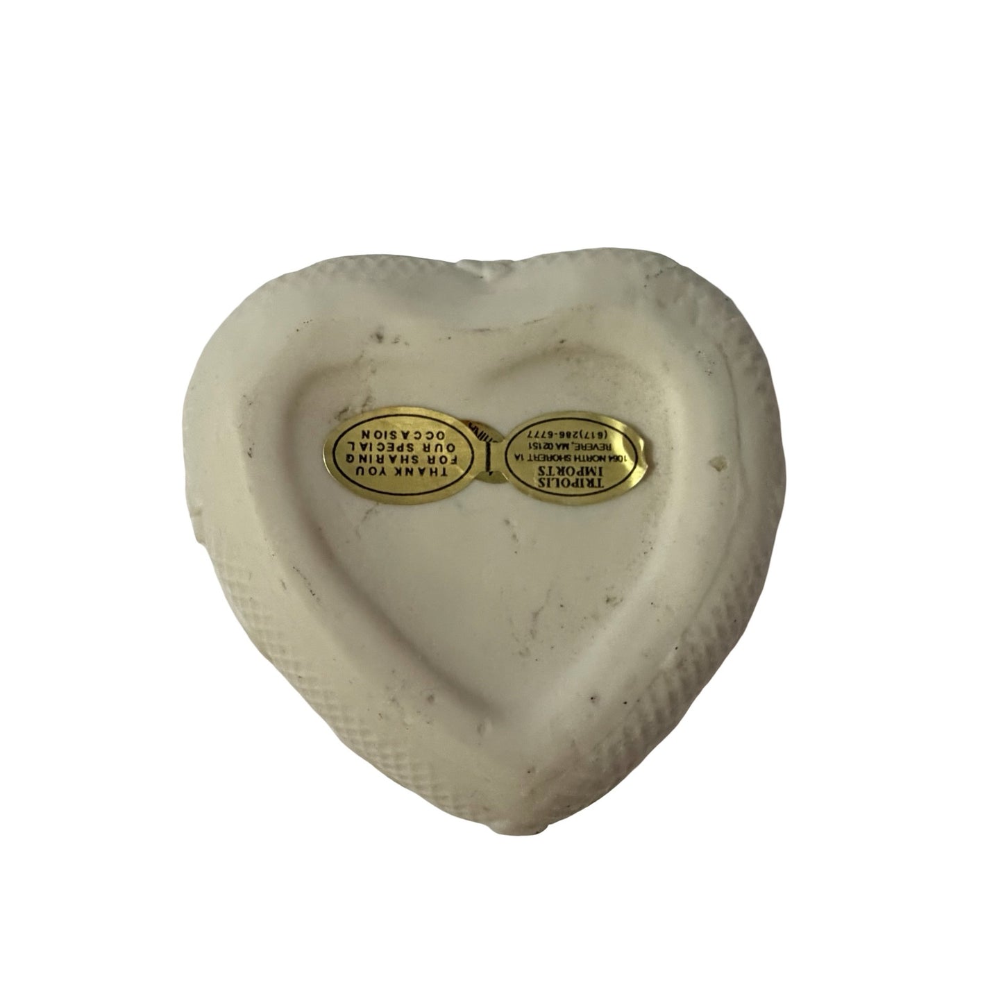 Vintage White Heart Trinket Box Ceramic Wedding Favor Ring Box Pearl Accents