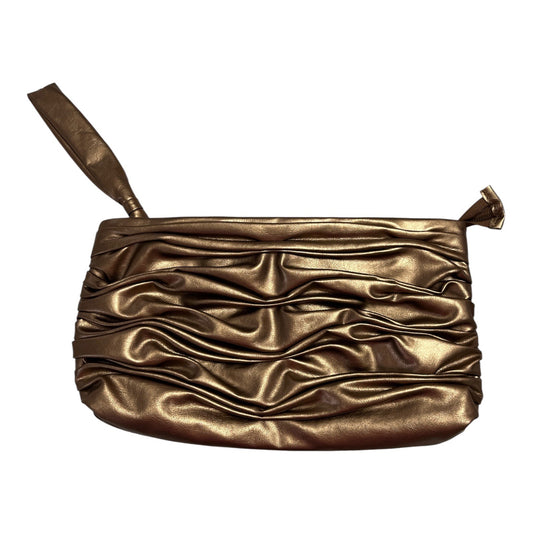 Elizabeth Arden Metallic Bronze Ruched Wristlet Clutch – Faux Leather