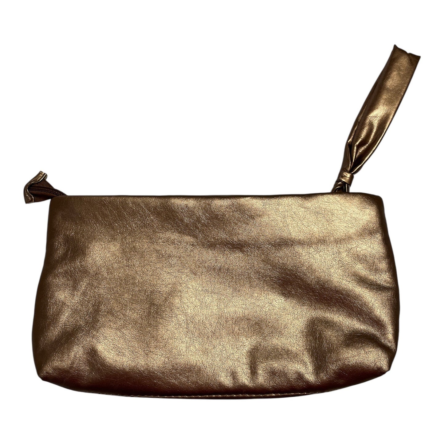 Elizabeth Arden Metallic Bronze Ruched Wristlet Clutch – Faux Leather