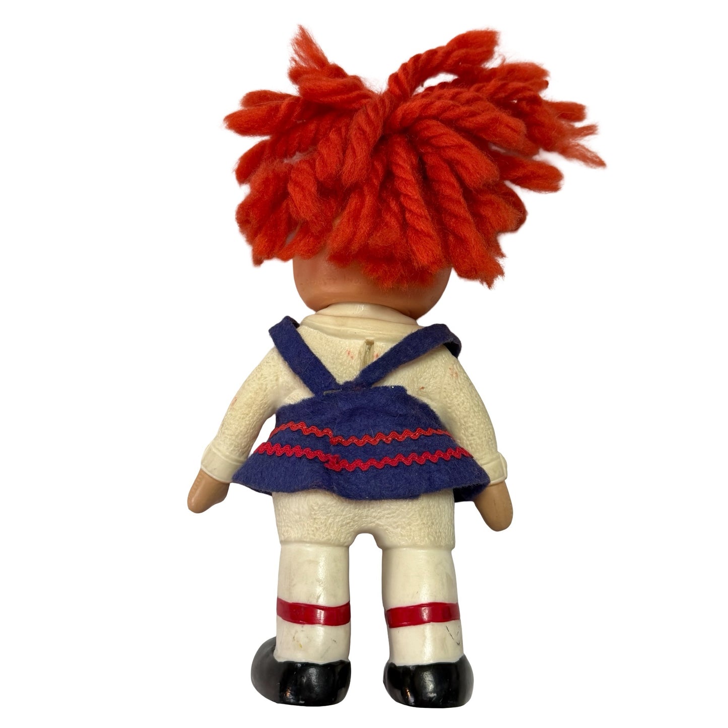 Vintage 1974 Raggedy Ann Vinyl Doll 8" Royalty Industries Knickerbocker Red Yarn Hair