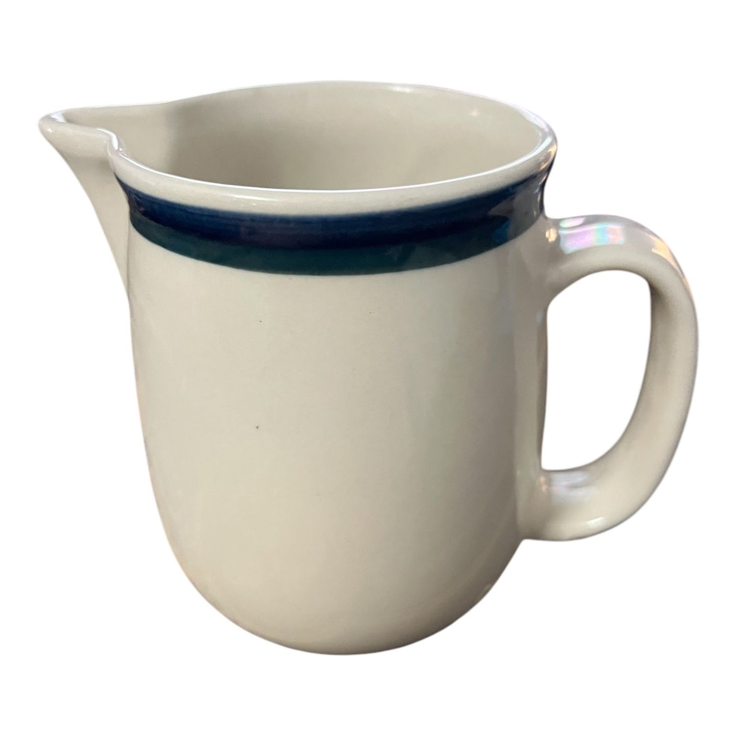 Tienshan Kitchen Colors “Bazion” Cream Pitcher – Ivory with Blue Band – Stoneware – Made in China
